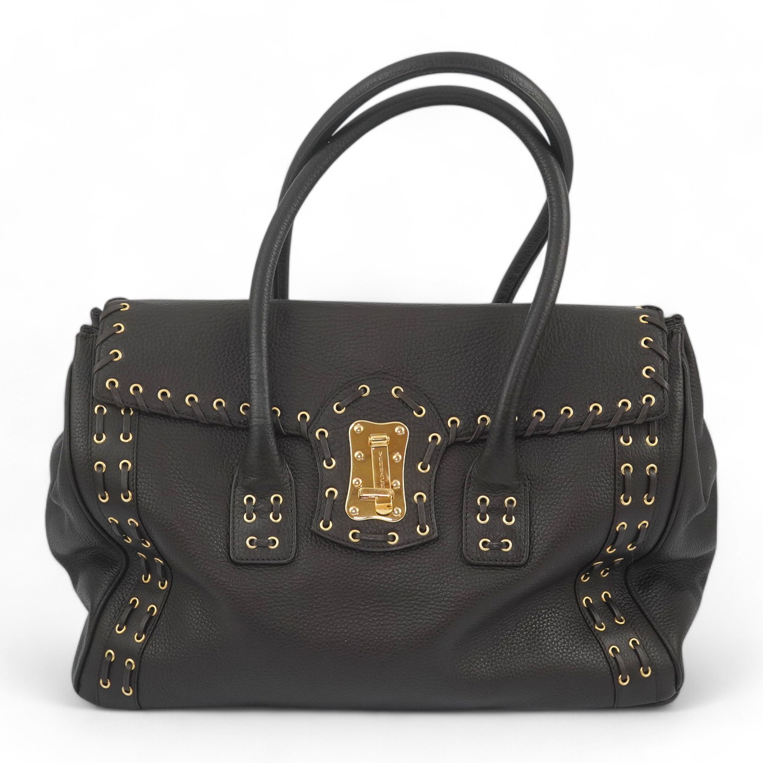 A Versace large brown leather shoulder bag